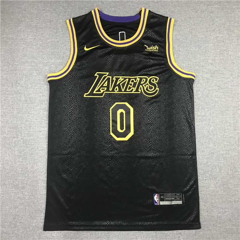 Men Los Angeles Lakers 0 Westbrook Black Game Nike 2021 NBA Jersey